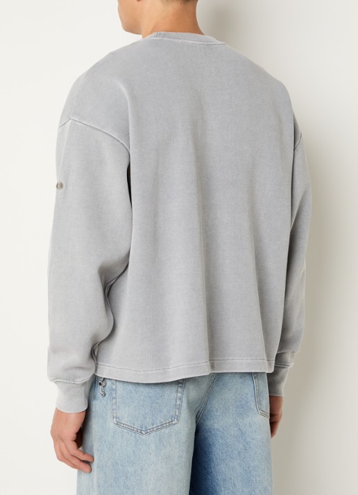 New Amsterdam Surf Association Sweater met logoborduring - achterkant lichtgrijs
