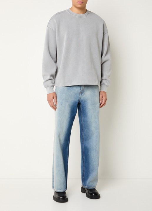 New Amsterdam Surf Association Sweater met logoborduring - voorkant 3 lichtgrijs