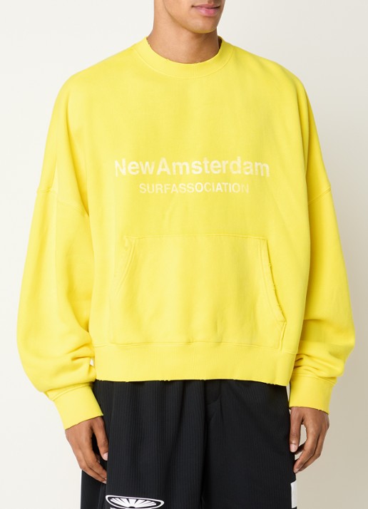 New Amsterdam Surf Association Sweater met logoprint - detail lichtgeel