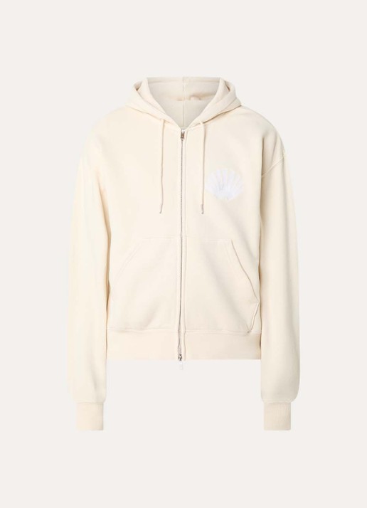 New Amsterdam Surf Association Sweatvest met logoborduring en capuchon - voorkant 3 gebroken wit