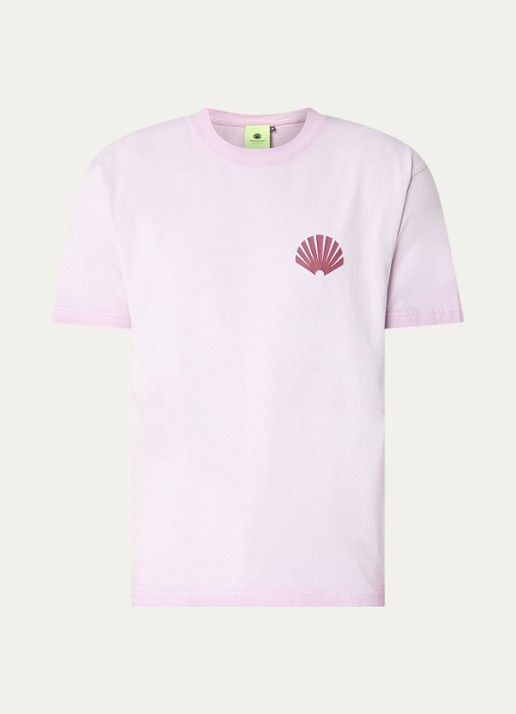 New Amsterdam Surf Association T-shirt met logo- en backprint - voorkant 2 lichtpaars