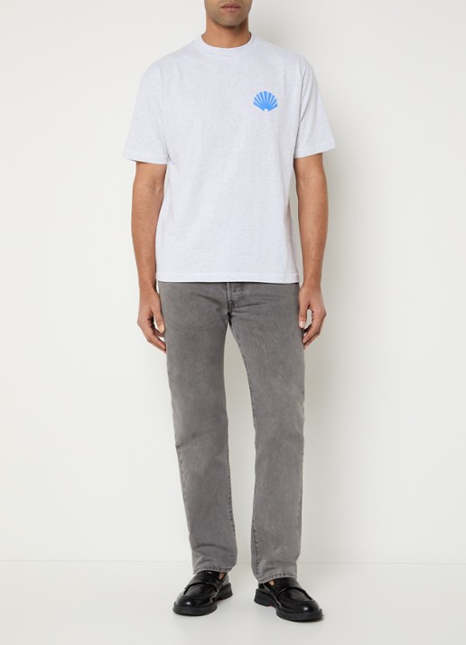 New Amsterdam Surf Association T-shirt met logo- en backprint - voorkant 3 grijsmele