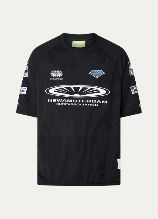 New Amsterdam Surf Association T-shirt met logo- en backprint - voorkant 3 zwart