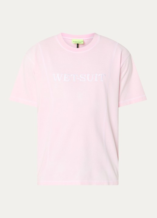 New Amsterdam Surf Association Wet-Suit T-shirt van piqué katoen - voorkant 3 lichtroze