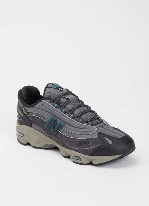 New Balance 1000 sneaker van mesh met suède details - voorkant 5 antraciet