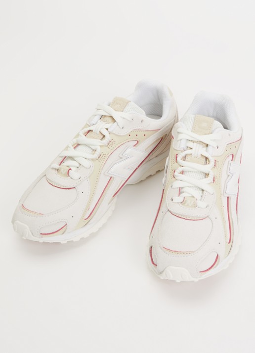 New Balance 204L sneaker van suède met leren details - detail creme