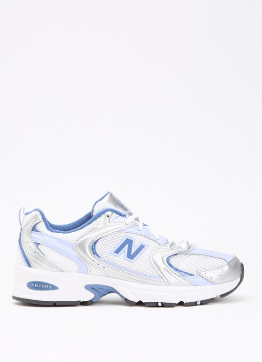 New Balance 530 sneaker van mesh met metallic details - voorkant blauw