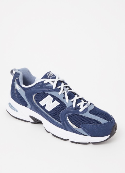 New Balance 530 sneaker van mesh met suède details - voorkant 5 donkerblauw