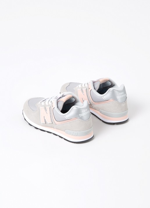 New Balance 574 sneaker met suède details - detail lichtgrijs
