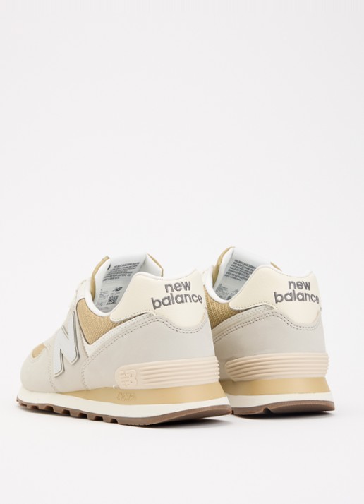 New Balance 574 sneaker van leer met logo - achterkant 5 beige