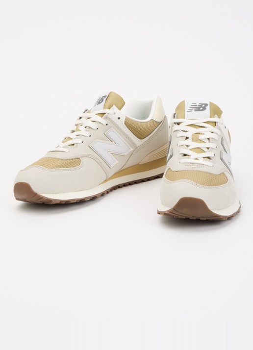 New Balance 574 sneaker van leer met logo - detail beige