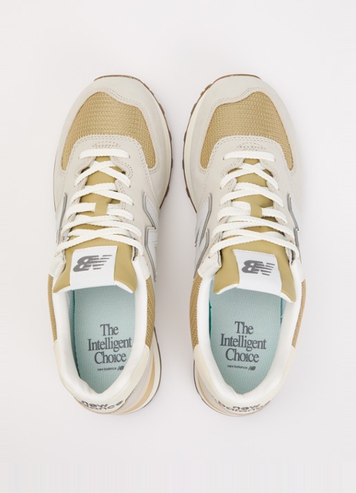 New Balance 574 sneaker van leer met logo - detail 2 beige