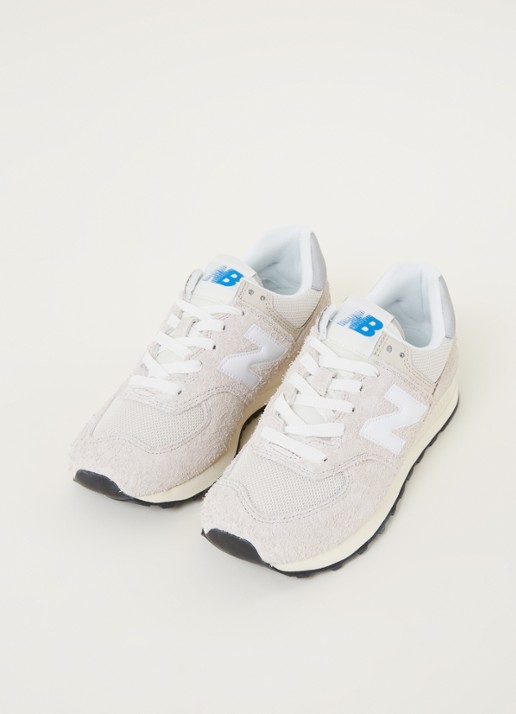New Balance 574 sneaker van suède met leren details - detail 2 creme
