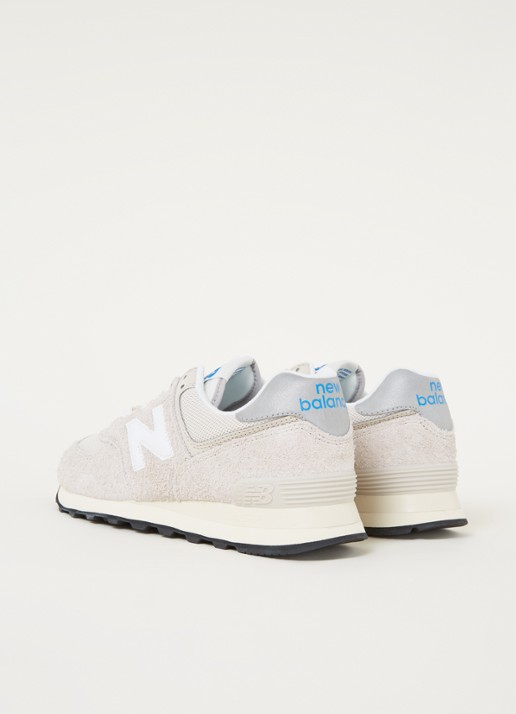 New Balance 574 sneaker van suède met leren details - detail 3 creme
