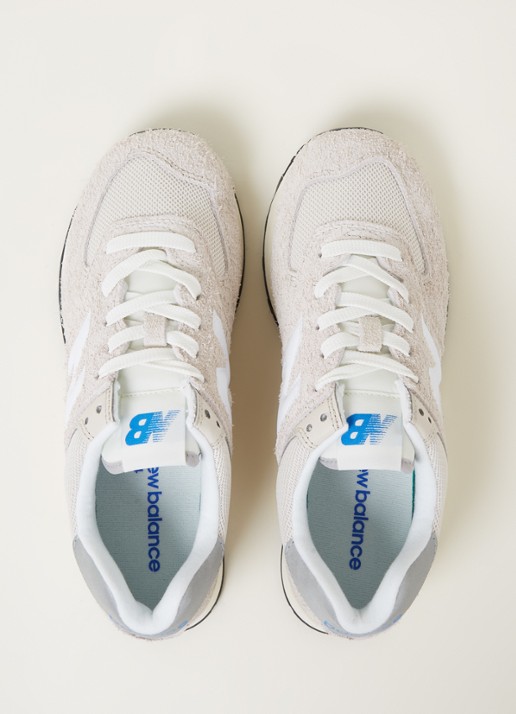 New Balance 574 sneaker van suède met leren details - detail 4 creme