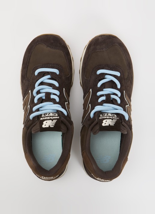 New Balance 574 sneaker van suède met logo - detail 5 donkerbruin