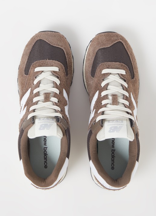 New Balance 574 sneaker van suède met mesh details - detail 4 bruin
