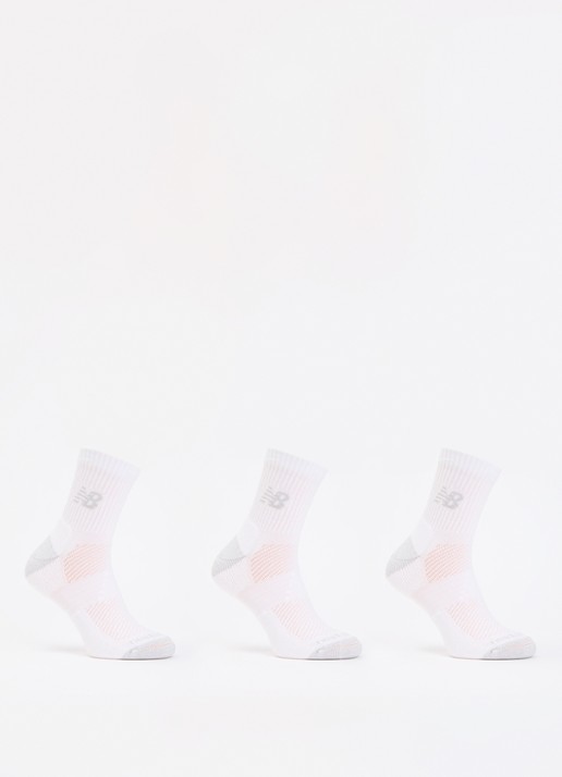 New Balance Active Quarter sportsokken met logo in 3-pack - voorkant wit