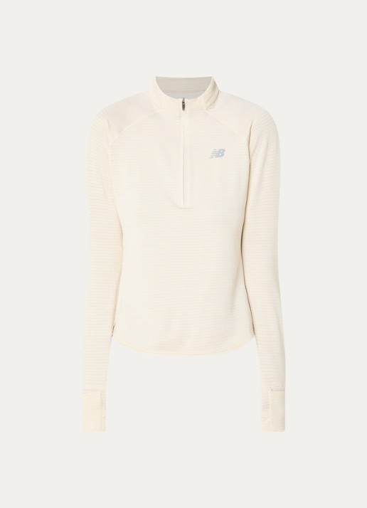 New Balance Athletics Heat pullover met halve rits en logo - voorkant 2 creme