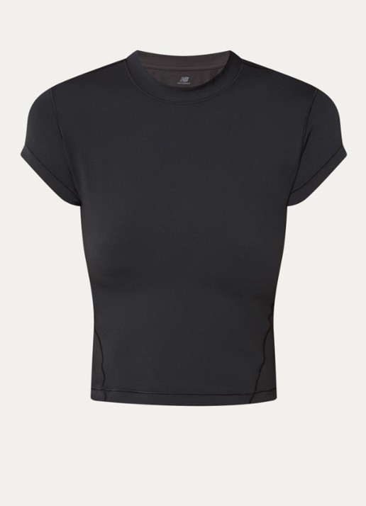 New Balance Cropped T-shirt met ronde hals - voorkant zwart