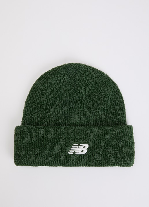 New Balance Grofgebreide muts met logoborduring - voorkant groen