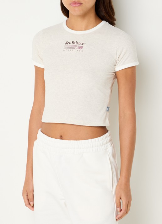 New Balance Ringer cropped T-shirt met logo