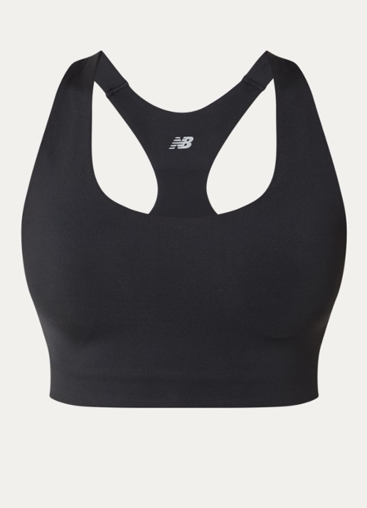 New Balance Sport bh met light support en uitneembare vulling - voorkant 3 zwart