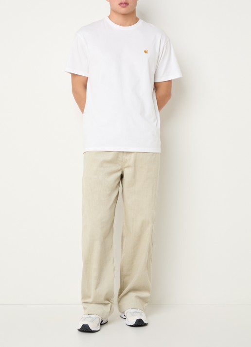 New Balance Straight fit broek van fluweel met steekzakken - voorkant 3 khaki