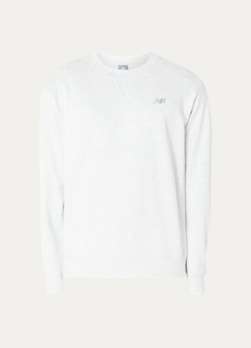 New Balance Sweater met logoborduring - voorkant 3 lichtgrijs
