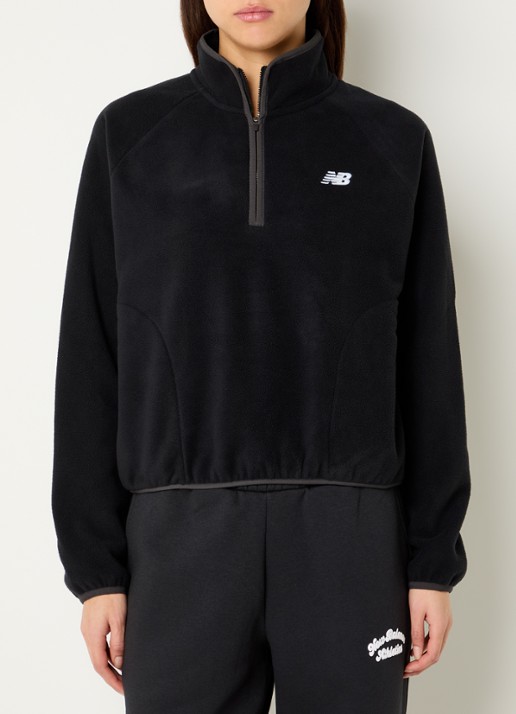 New Balance Sweater van fleece met halve rits - detail zwart
