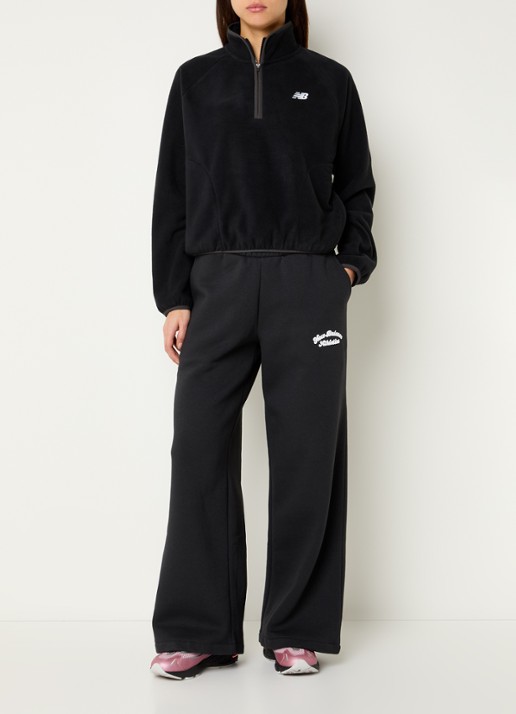 New Balance Sweater van fleece met halve rits - voorkant 3 zwart
