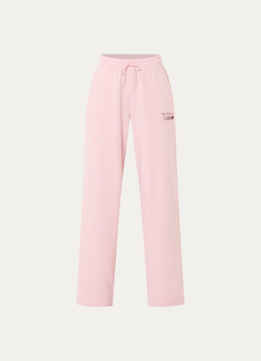 New Balance Trackside high waist straight fit joggingbroek met logo - voorkant 2 roze