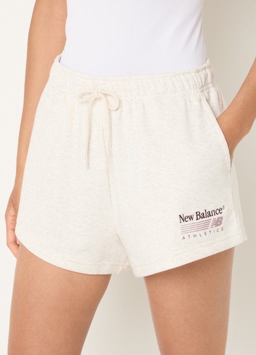 New Balance Trackside high waist straight fit korte joggingbroek met logo - detail 2 grijs
