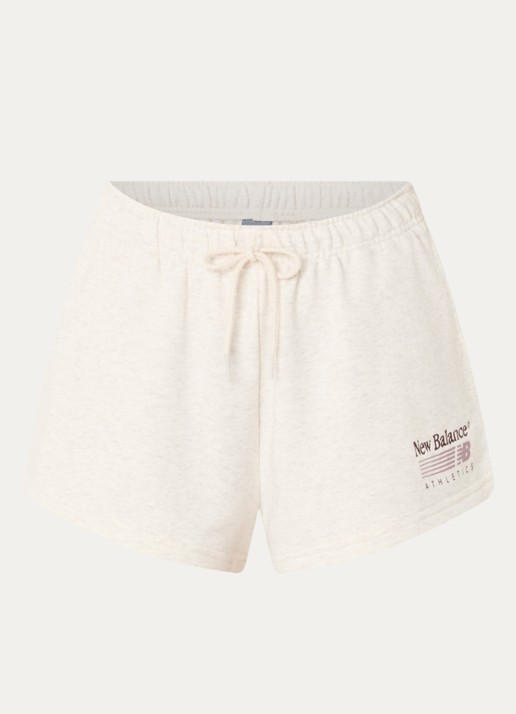 New Balance Trackside high waist straight fit korte joggingbroek met logo - voorkant 4 grijs
