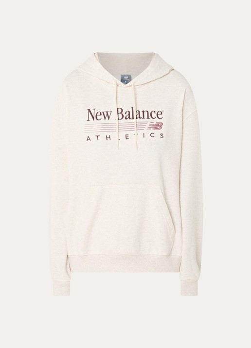 New Balance Trackside hoodie met logoborduring - voorkant grijs