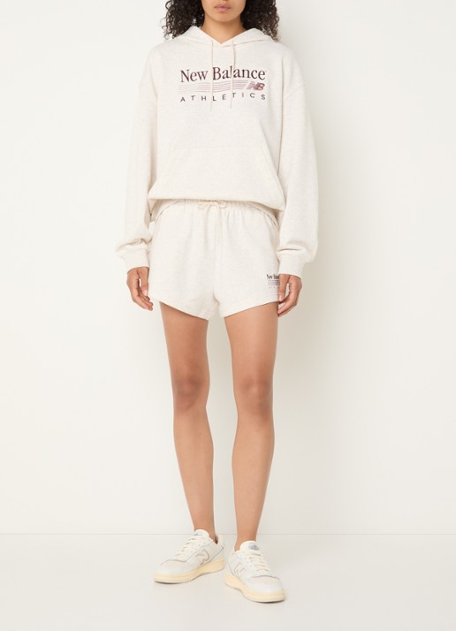 New Balance Trackside hoodie met logoborduring - voorkant 2 grijs