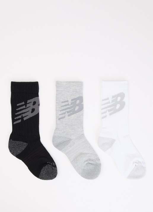 New Balance Youth Active Crew sportsokken met logo in 3-pack - voorkant multicolor