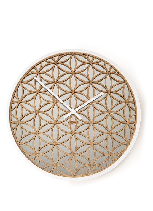 NeXtime Bella Mirror wandklok 50 cm - voorkant 6 beige