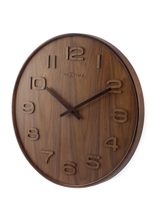 NeXtime Wood Wood Big wandklok 53 cm - detail 3 bruin