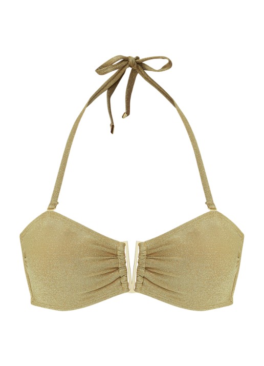 Nice bandeau bikinitop met lurex - voorkant 2 khaki