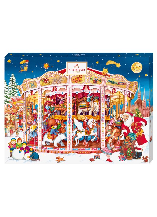 Niederegger Carrousel adventskalender 500 gram - voorkant beige