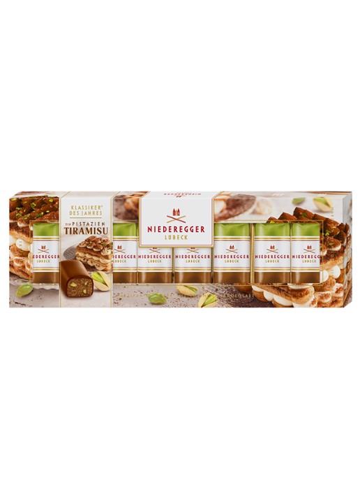 Niederegger Pistachio Tiramisu marsepein 100 gram - voorkant beige