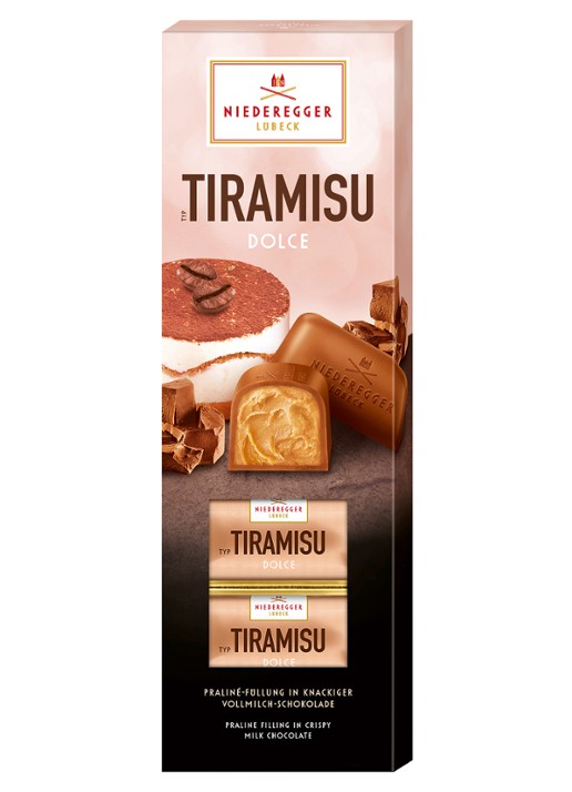 Niederegger Tiramisu Dolce praline 100 gram - voorkant beige