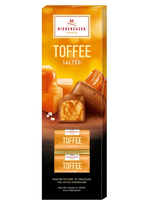 Niederegger Toffee Salted praline 100 gram - voorkant beige