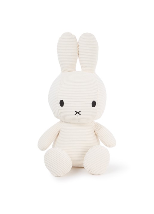 Nijntje Miffy knuffel van corduroy 23 cm - voorkant 3 gebroken wit