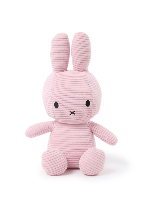 Nijntje Miffy knuffel van corduroy 23 cm - voorkant 3 lichtroze