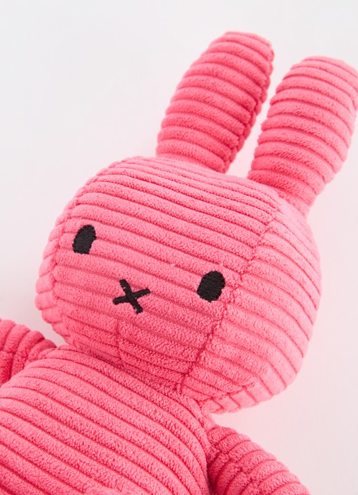 Nijntje Miffy knuffel van corduroy 23 cm - voorkant 2 fuchsia