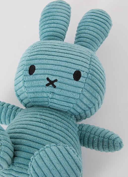 Nijntje Miffy knuffel van corduroy 23 cm - voorkant 2 zeegroen