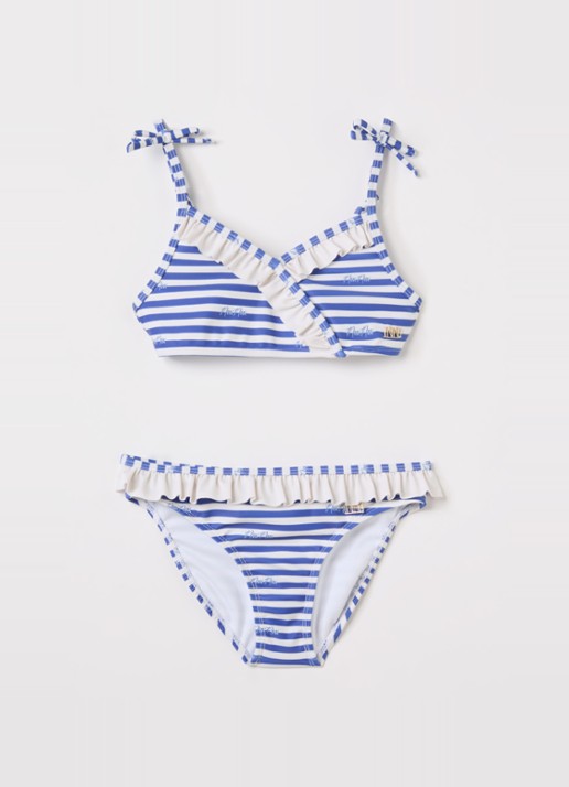NIK&NIK Liva bikiniset met streepprint - voorkant blauw