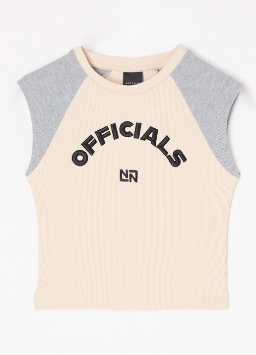 NIK&NIK T-shirt met logoborduring - voorkant beige